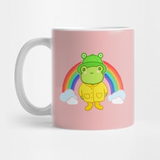 Cute Frog with Hat Rainbow Kawaii Aesthetic Cottagecore Frog. Funny Froge in froggie bucket hat. Bright rainbow colors Mug